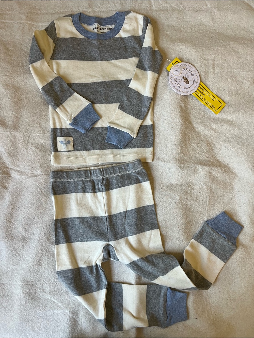 Burt’s Bees Kids striped organic cotton pajama set 2T